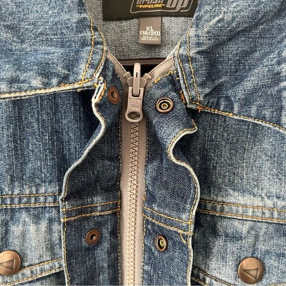 Vintage Medium Wash Zip & Snap Classic Denim Jean Jacket - Picture 9 of 10